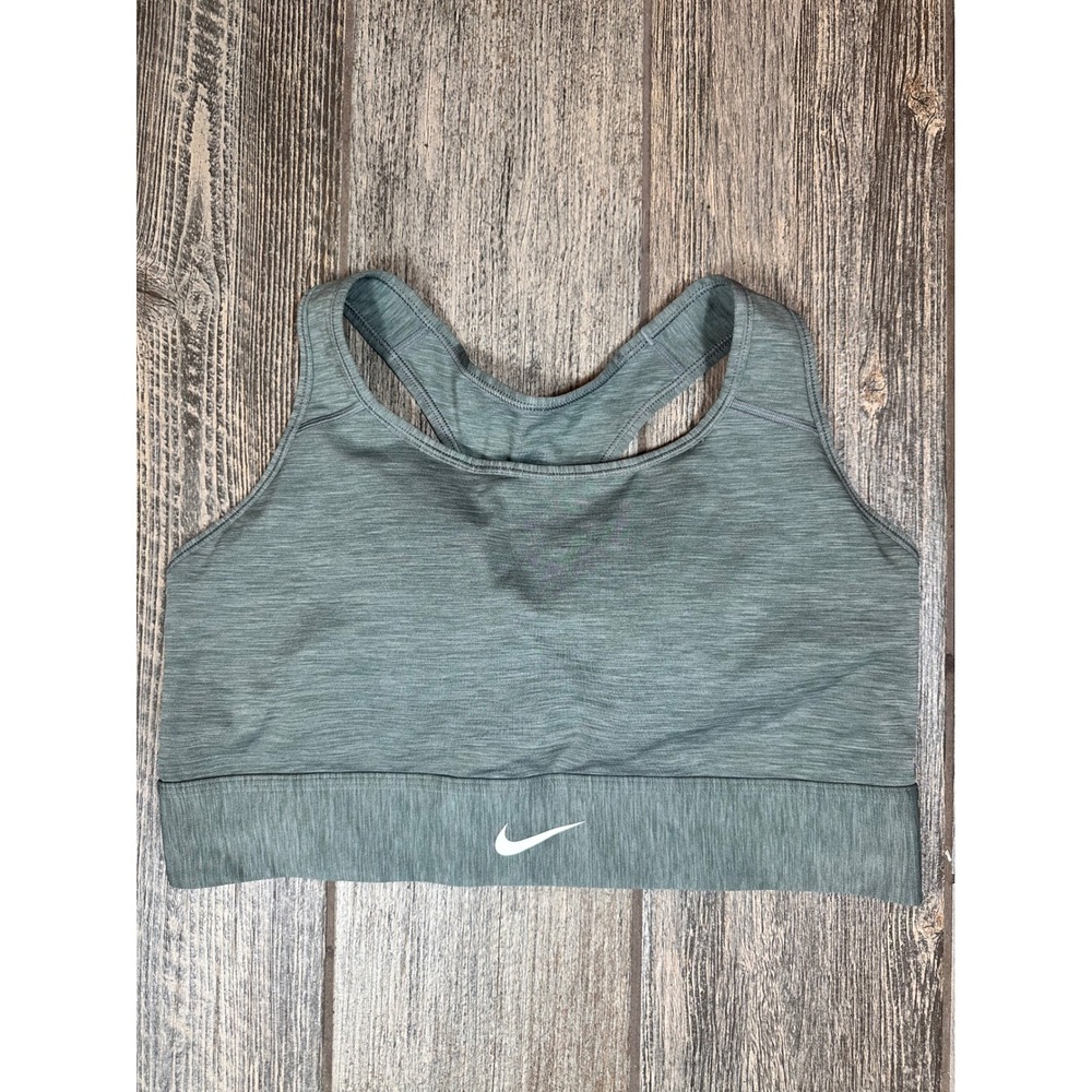 Nike Dri-FIT Sports Bra Racerback‎ Medium Support Heathered Green Activewear